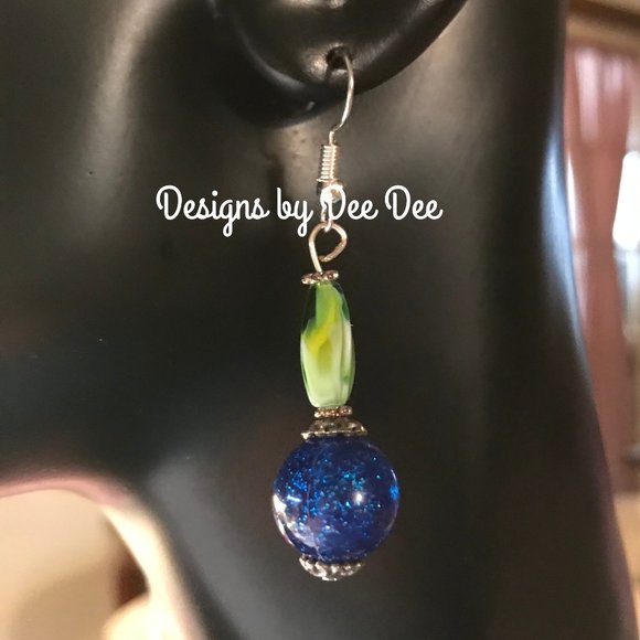 Navy & Forest Fused Glass Pendant Necklace Set - Picture 3 of 5